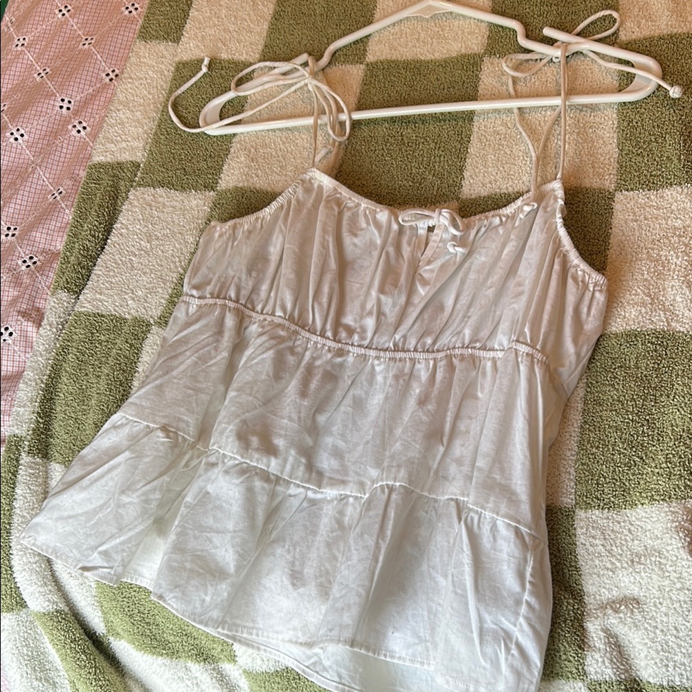 H&M White Tie Front Tank